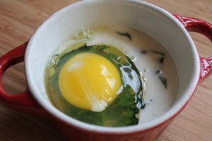 Add egg and half-and-half to ramekin