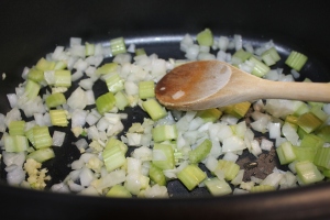 Saute celery onions garlic in Ninja