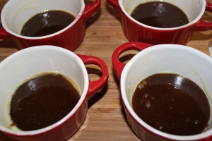 Place brown sugar sauce in ramekins
