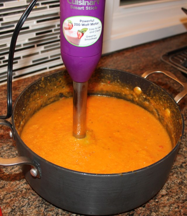 blend the soup with immersion blender