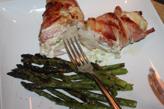 Cut chicken with oozing filling